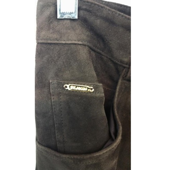St. John Sport Dark Brown Suede Leather Pants 8 - Picture 3 of 6
